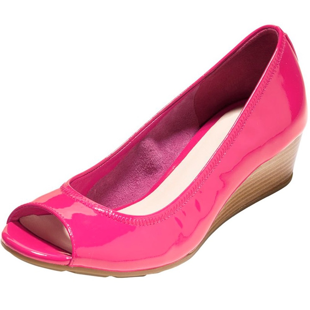 Cole Haan Air Tali Open-Toe Wedge Pump Pink 9.5